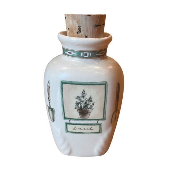 Pfaltzgraff Naturewood Spice Jar with Cork ~ BASIL Ceramic - Picture 1 of 8